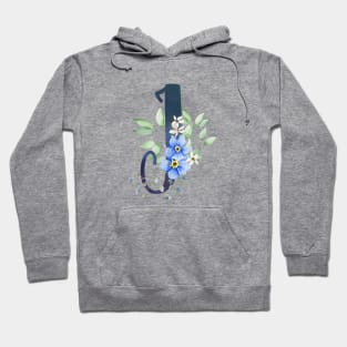 Floral Monogram I Wild Blue Flowers Hoodie